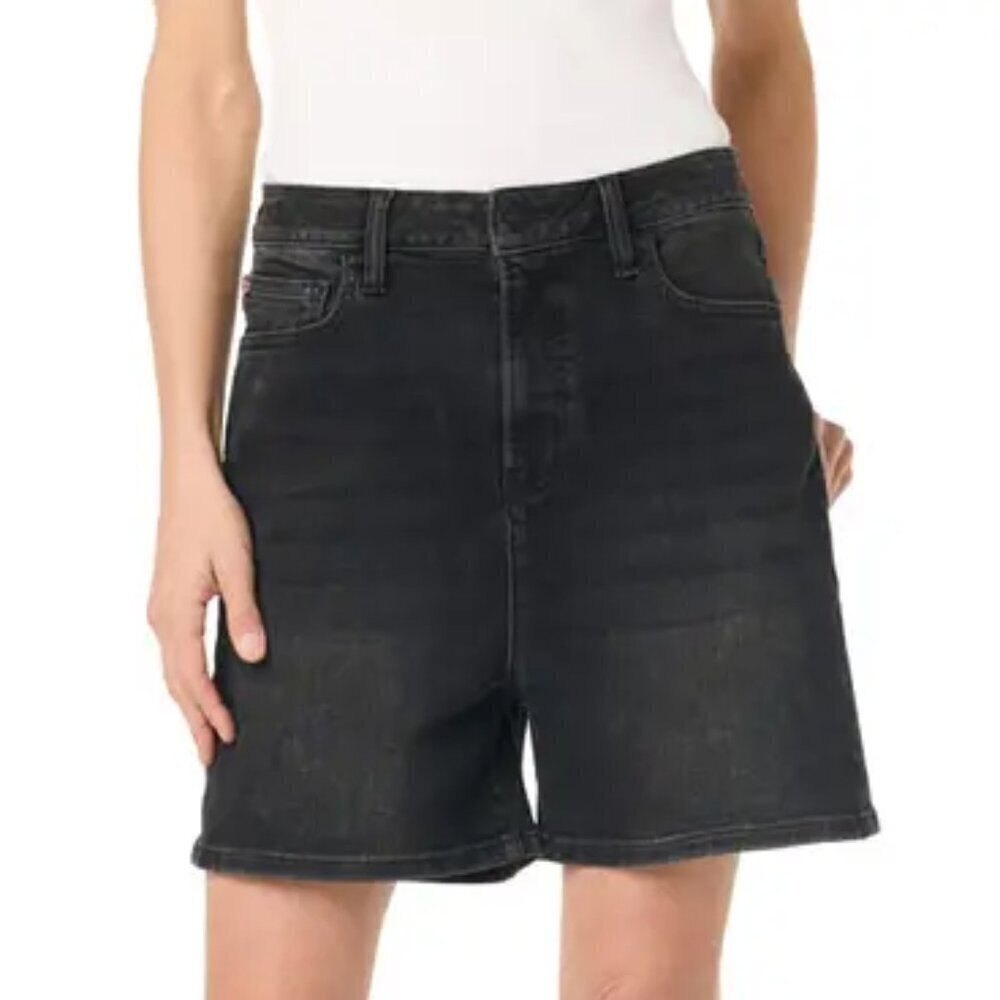 Hudson Relaxed denim shorts Unplugged black jean high rise wide leg women new 29